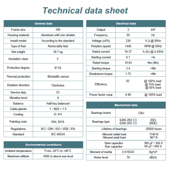 Silnik elektryczny jednofazowy 3kW 1400 obr/min. 100 B5